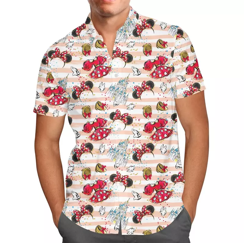 Гавайские рубашки с Микки и Минни Маус, мужские и женские модные рубашки с коротким рукавом, Гавайские рубашки Диснея, повседневные пляжные рубашки