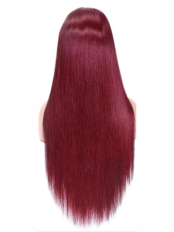 99j бордовые кружевные передние парики из человеческих волос 4x4 HD, бесклеевые прямые передние парики на сетке, предварительно выщипанные Детские волосы