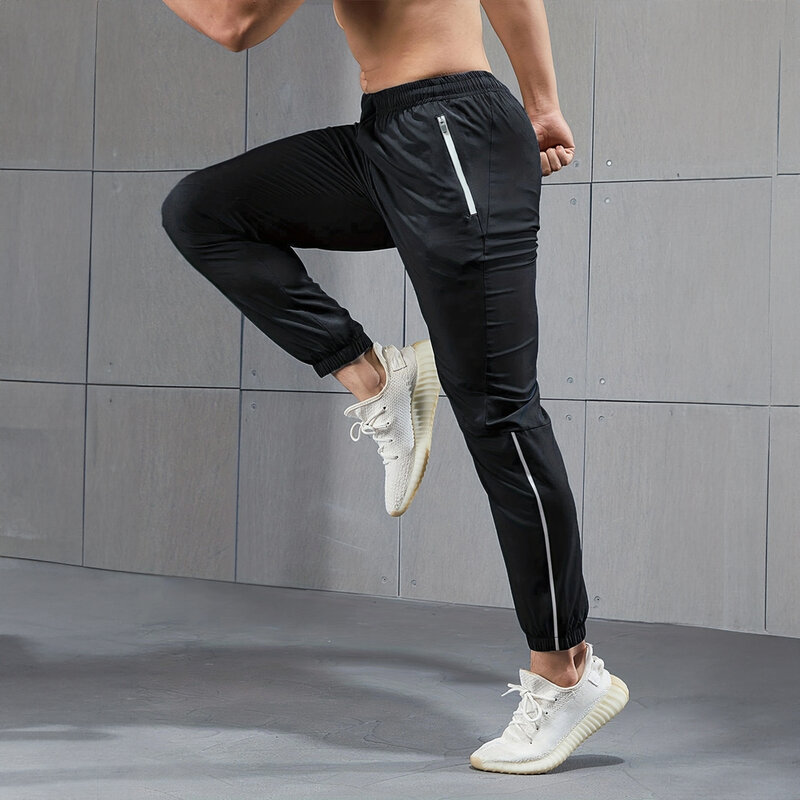 Celana olahraga kasual pria, celana Joger Gym pinggang elastis bermotif baru untuk lelaki