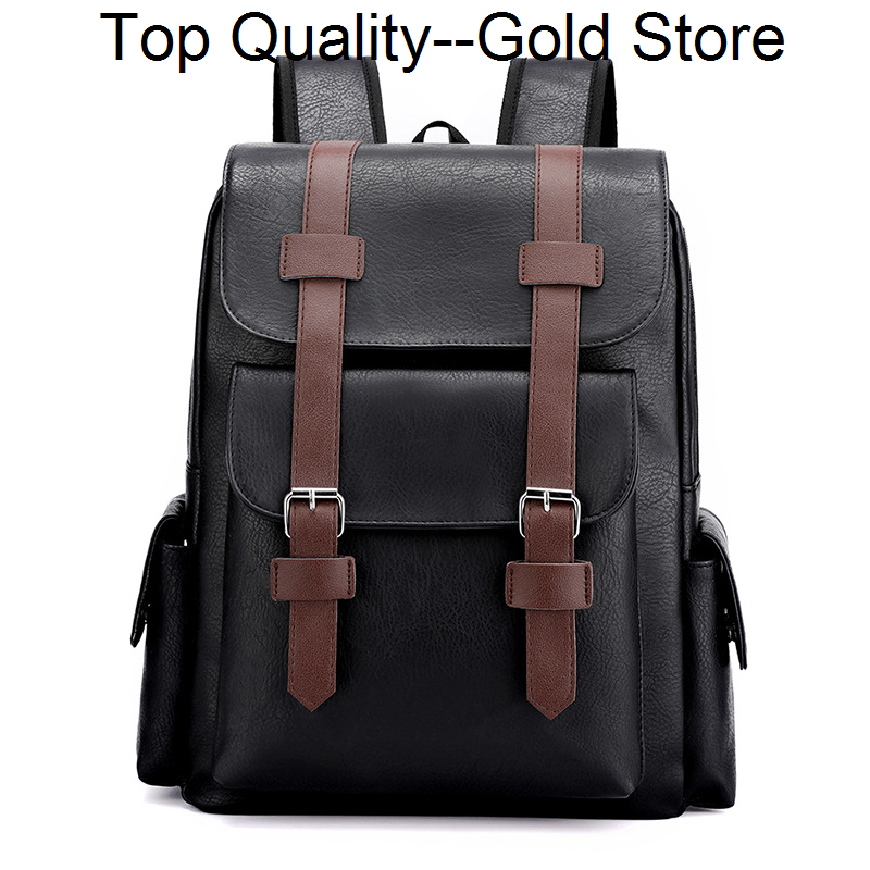 2023 High capacity leather men backpacks leisure trend school studen's computer travel bag