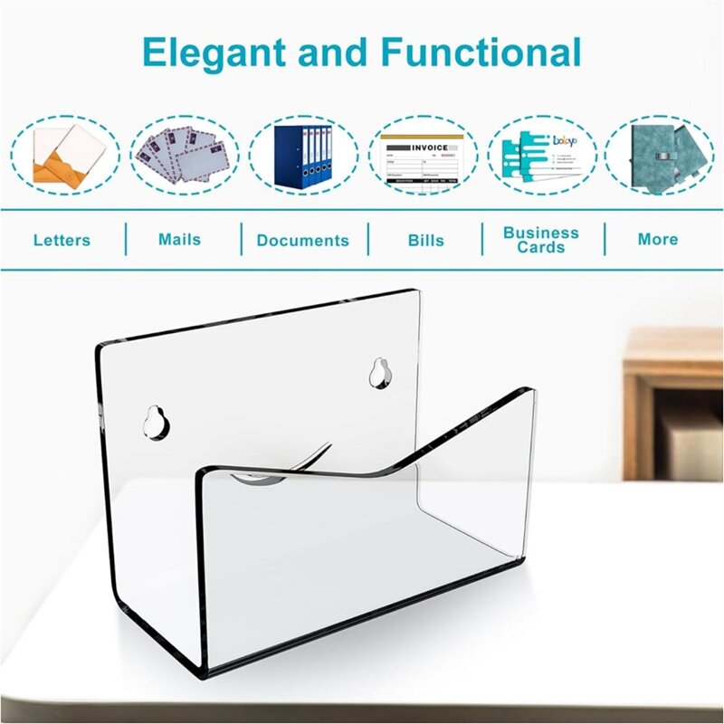 Countertop Mail Holder Acrylic Mail Sorter Transparent Acrylic For Desk Envelope Holder For Wall Office School