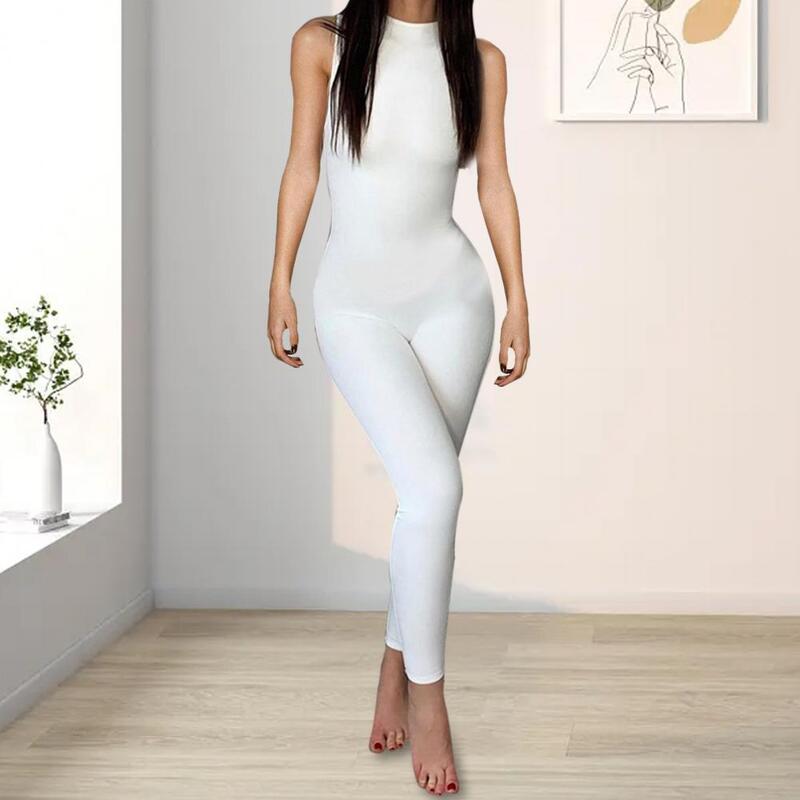 Summer Women's Sports Jumpsuit High Waist Sleeveless Tight Solid Color Half Turtleneck Stretch Hip Lifting Women's Yoga Jumpsuit