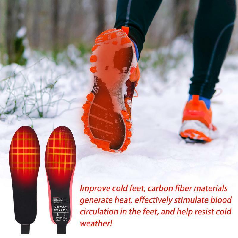 Calçado elétrico aquecido Palmilhas, recarregável pé aquecedores, temperatura ajustável, Esqui, caça, Camping
