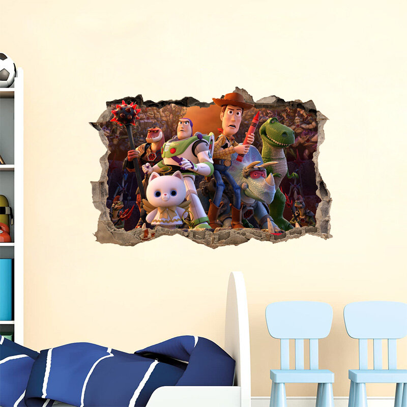 Toy Story naklejki ścienne naklejka Decor z plakatem płyty winylowej tapety ścienne zdejmowane niestandardowe DIY dzieci prezent