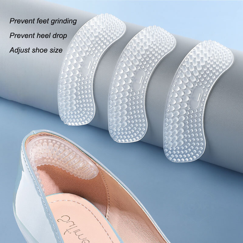 1 Pair Women Silicone Insoles for Shoes High Heels Adjust Size Massage Heel Liner Grips Protector Sticker Pain Relief Foot Care