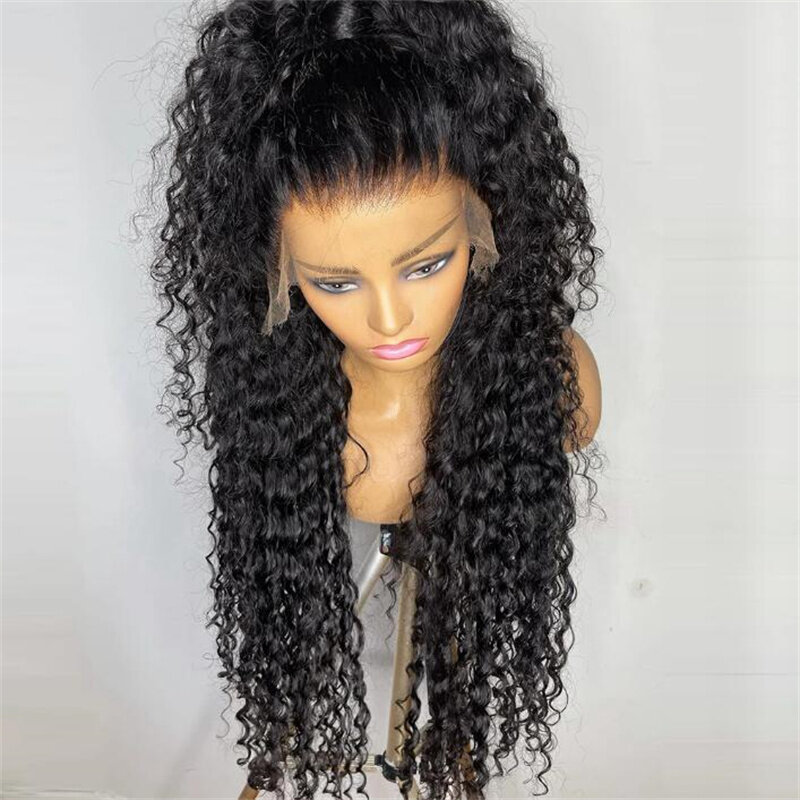 Glueless 26“ Long 180Density NaturalBlack Kinky Curly Lace Front Wig For Women BabyHair Soft Preplucked Heat Resistant Daily Wig