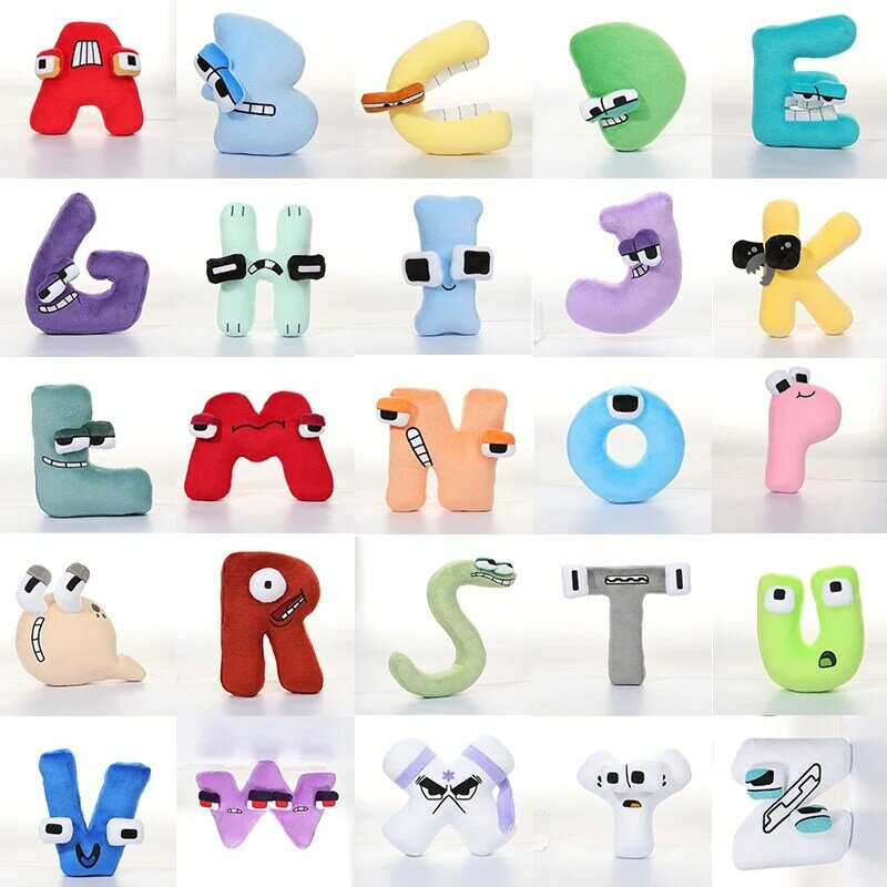 Brinquedos de pelúcia para crianças, 26 letras inglesas, alfabeto, tradição, brinquedos de pelúcia, iluminação, montessori, presentes de boneca