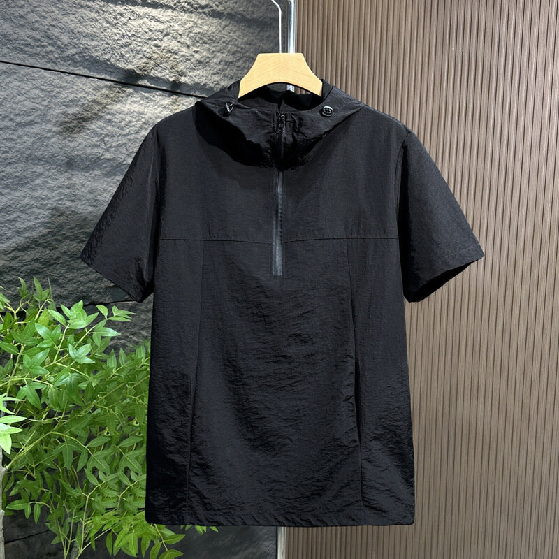 Camiseta masculina com capuz fino de manga curta, agasalho solto, roupas de verão, plus size, tamanho grande, 11XL, 10XL, 180kg