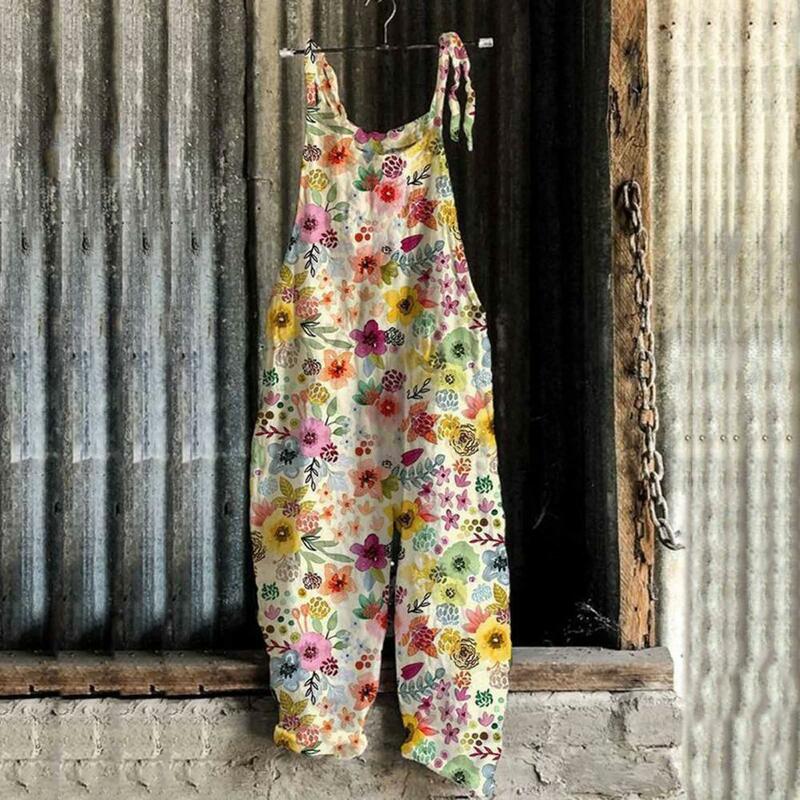 Harajuku Fashion Wide-leg Jumpsuit 2023 Baggy Pants Casual Printing Vintage Jump Suit One-piece Women Summer Oversize Jumpsuits