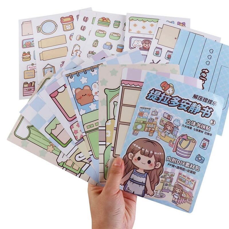 Kawaii Pinch Music cicha księga książkowa książka na naklejki Anime Telado zajęty papierowy prezent w stylu kreskówki