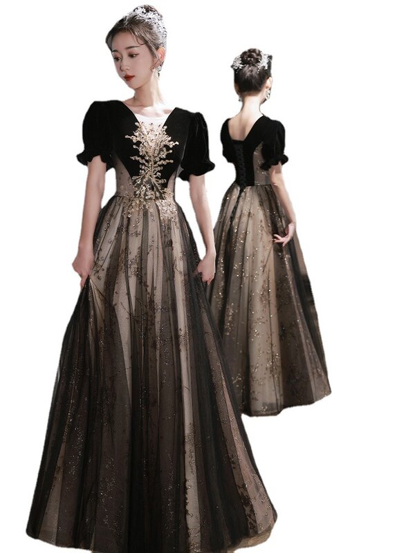 Элегантное женское вечернее платье, роскошные длинные банкетные платья с винтажной аппликацией, женское официальное платье из искусственной кожи, платье для выпускного вечера