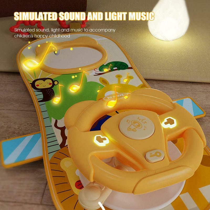 Brinquedo de volante para criança Engrenagem rotativa de 360 graus, Simulação de condução, Educação precoce, Brinquedos musicais elétricos para banco traseiro de carro