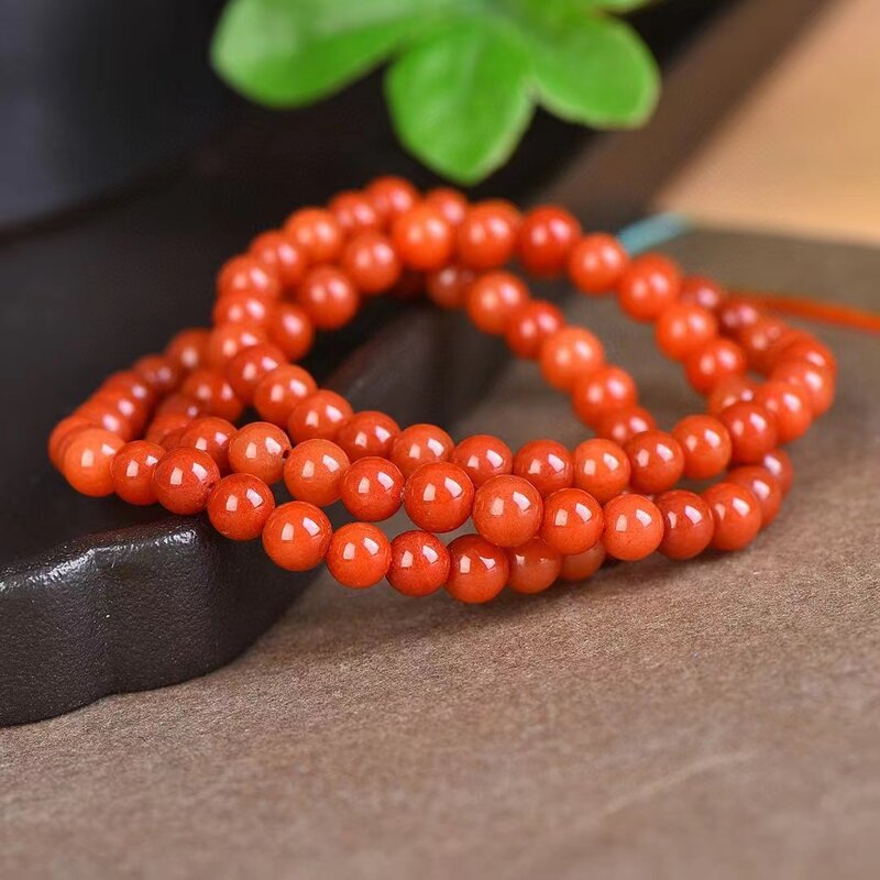 Cadena de mano de Jade de seda dorada para mujer, brazalete elástico de cuentas de piedra roja Natural de 6mm, pulseras de piedras preciosas finas, accesorios de joyería
