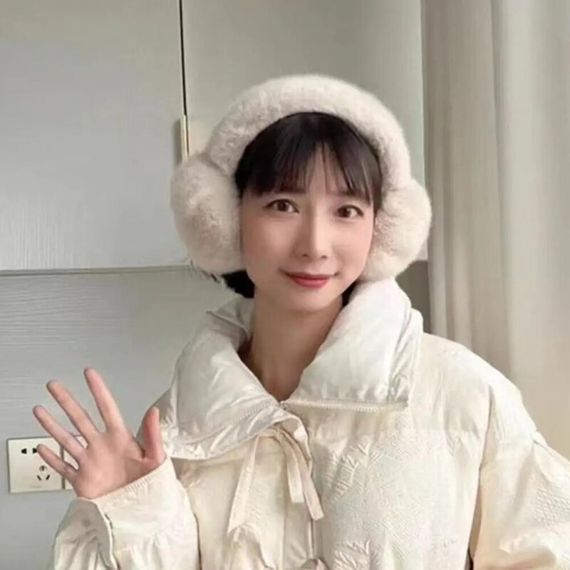 Cute Winter Thermal Fluffy Ear Covers Soft Thickened Plush Headband Ear Warmer  Fluffy Headband Earmuffs Women Plush Earmuffs