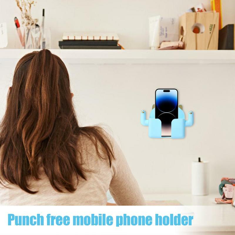 Suporte do telefone de parede adesiva, telefone móvel preguiçoso, suporte de parede sem soco, ferramenta de suporte para telefone estável para banheiro e banheiro