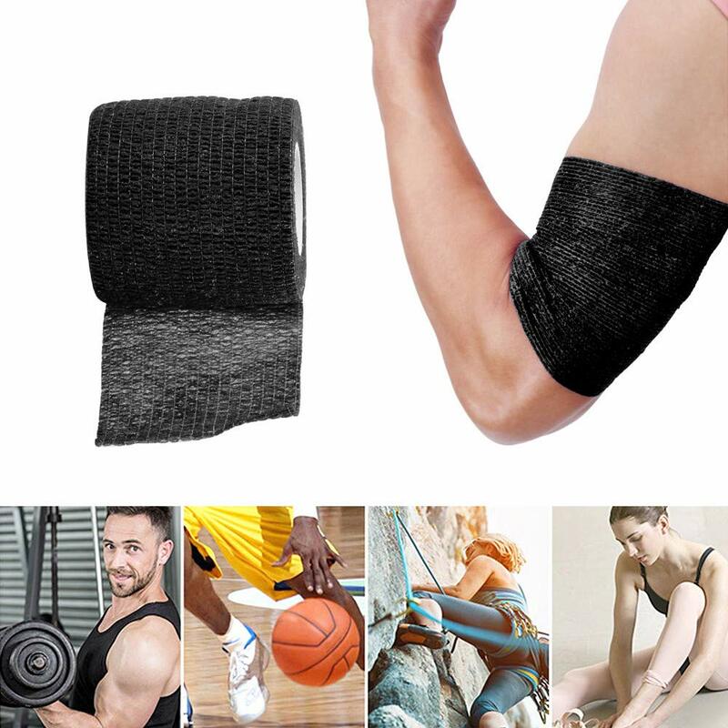 Black Tape Tattoo Handle Bandage Anti-slip Athletic Nonwoven Waterproof Disposable Self-adhesive Elastic Bandage Grip Cover Wrap