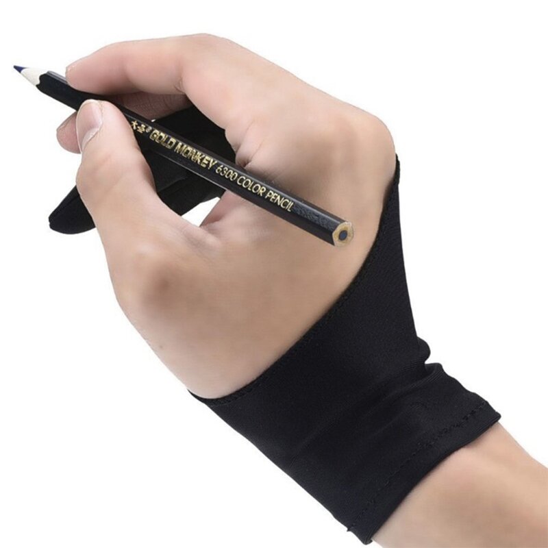 Sarung Tangan Hitam 2 Jari Sarung Tangan untuk Wacom Gambar Menulis Digital Tablet Lukisan Anti-keringat JIAN