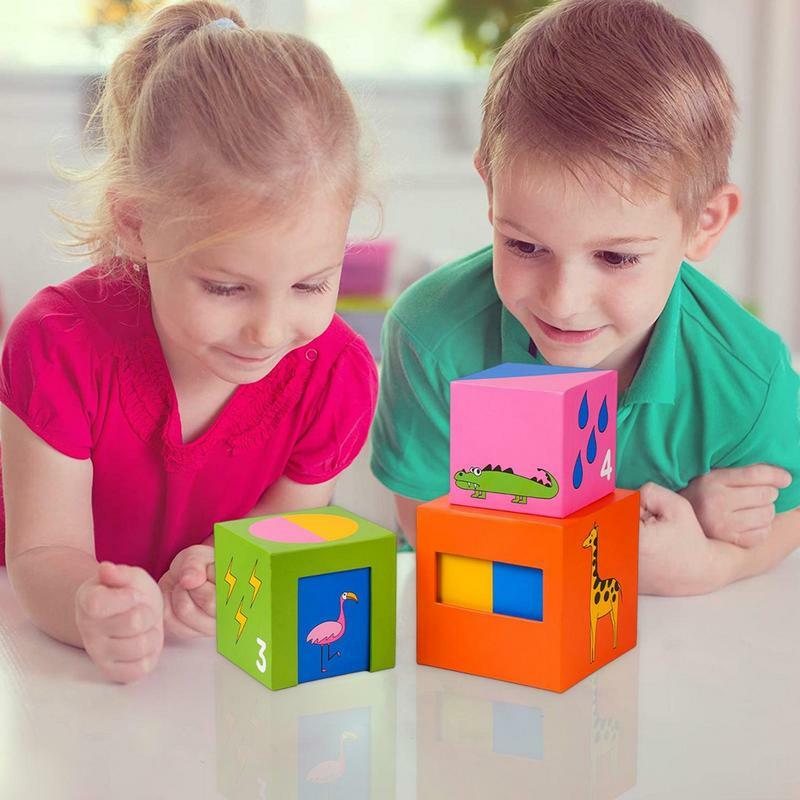 Lógica dos desenhos animados pensando construção brinquedos cubo espaço foco treinamento quebra-cabeça brinquedo jogo de mesa para crianças mais de 2 anos educação precoce