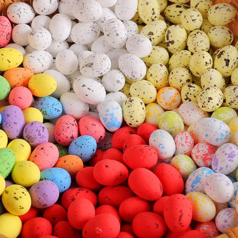 50 Pcs Mini Easter Eggs Gift Foam Colour Home Decor Speckle 2x2.5cm Pigeon Eggs Easter Party