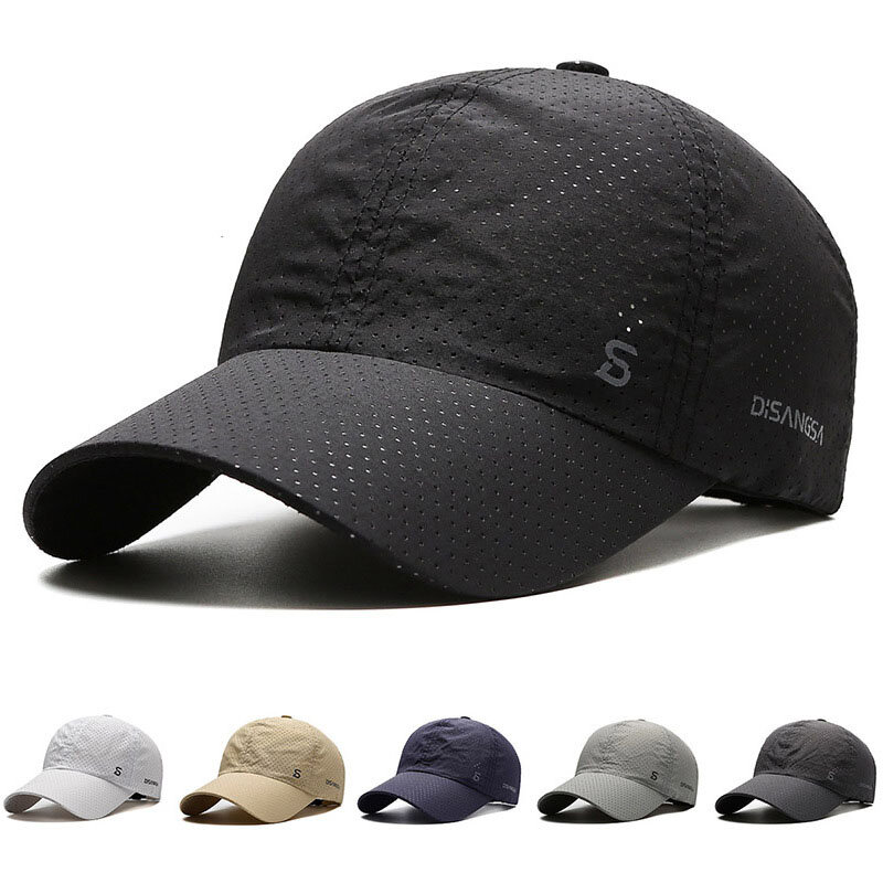 หมวกเบสบอลแห้งเร็วสำหรับผู้หญิงผู้ชาย, หมวกกระบังแสงระบายอากาศได้ดีปรับได้สำหรับฤดูร้อนของผู้หญิง Topi memancing