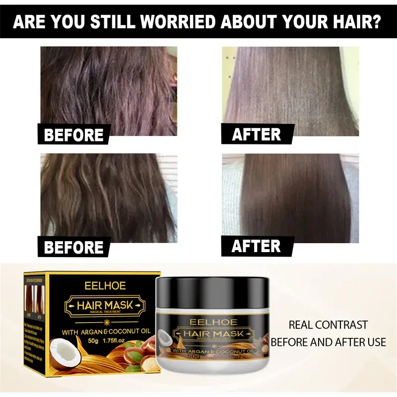 Coconut Oil Hair Mask Curl & Volume Cream Repairs Damaged Roots Nourishes Hair Scalp Treatment