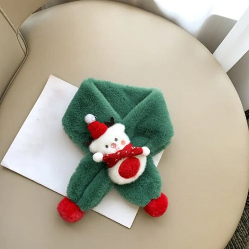 Warm Baby Plush Scarf Cute Soft and Skin Friendly Plush Children's Scarf Wear Resistant Windproof Christmas Deer Cartoon Scarf