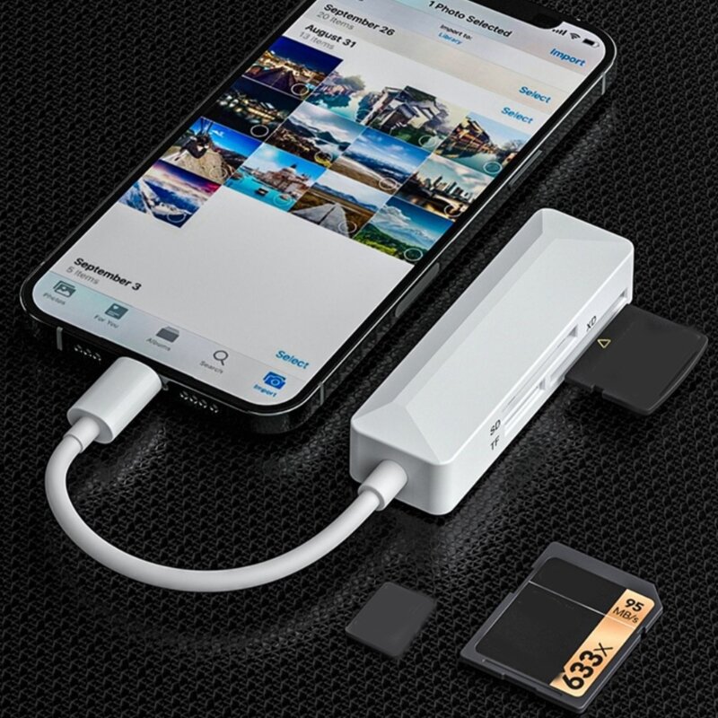 Universal XD TfSD Card Reader, Memory Card Reader de alta velocidade, USB C Converter for Mobile Phones, Laptop, 3 em 1