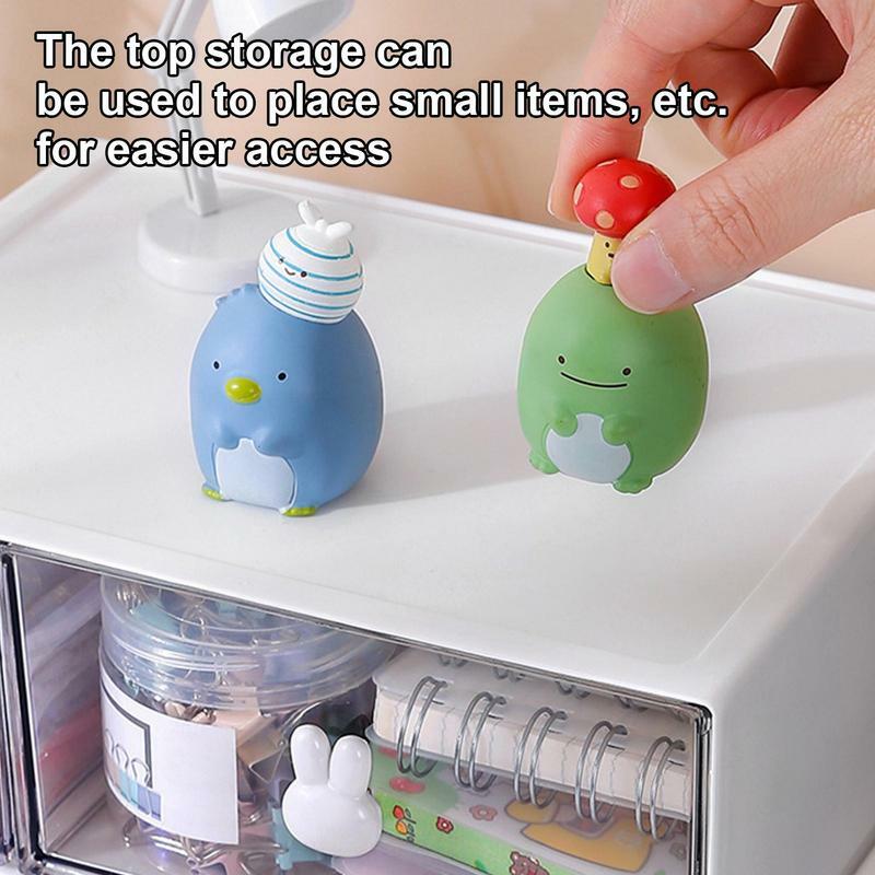 Papelaria Storage Box with Rabbit Handle, Organizador De Mesa, Maquiagem Desktop