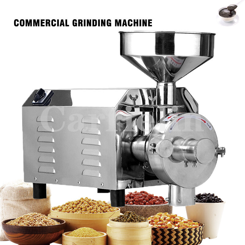 Pulverizador elétrico comercial de aço inoxidável Maquinaria de farinha de moinho Moer arroz superfino moedor máquina de farinha de pimenta grão 220V