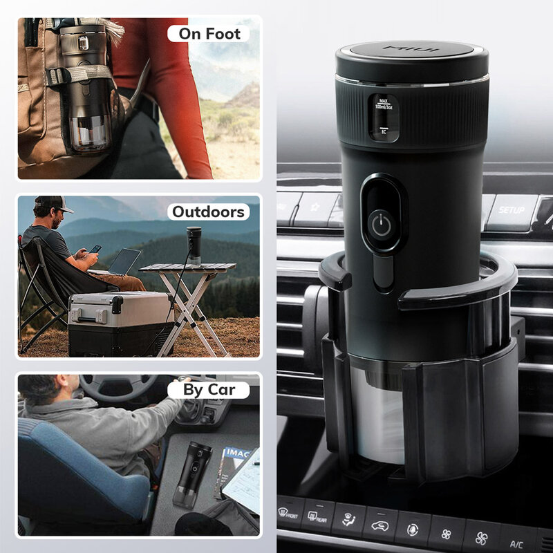 Cafetera portátil MIUI pequeña máquina de café espresso DC12V, cafetera de viaje para coche al aire libre, mochilero de camping ligero