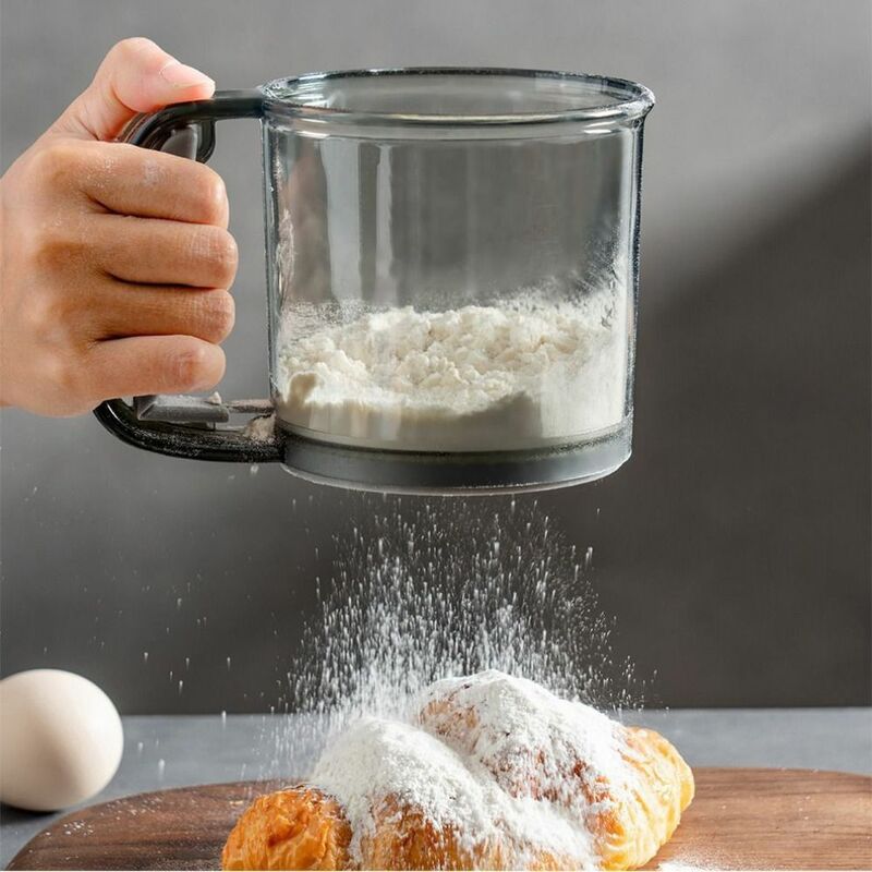 Saringan tepung genggam berguna semi-otomatis PP pengayak gula 40 Mesh alat kue dapur