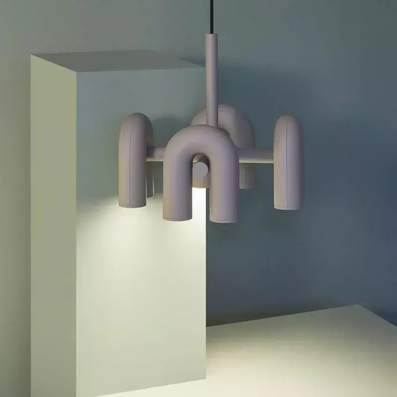 Lampu gantung plastik tipe U Modern, lampu gantung desainer mewah dalam ruangan rumah pencahayaan liontin Dekorasi seni ruang makan