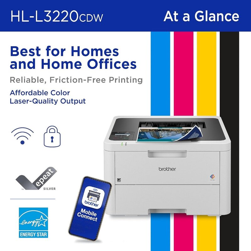 L3220CDW Wireless Compact Digital Color Printer with Laser Quality Output, Duplex and Mobile Device Printing