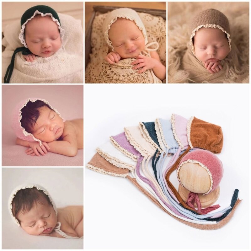 67JC Baby Photography Props Cute Hat Photo  Outfits Newborn Girl Costume Infant Knitted Hat Baby Shower- Gift Durable