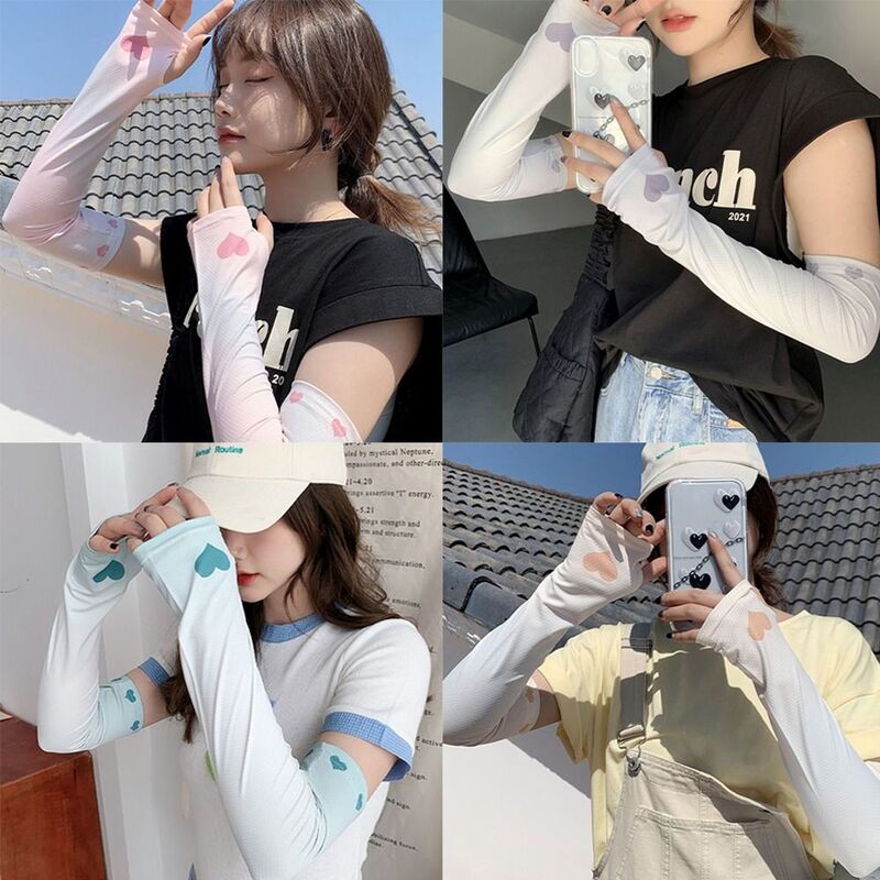 1 Pair Running Fishing Outdoor Cool Ice Silk Arm Covers Sun Protection Arm Sleeves Elbow Cover