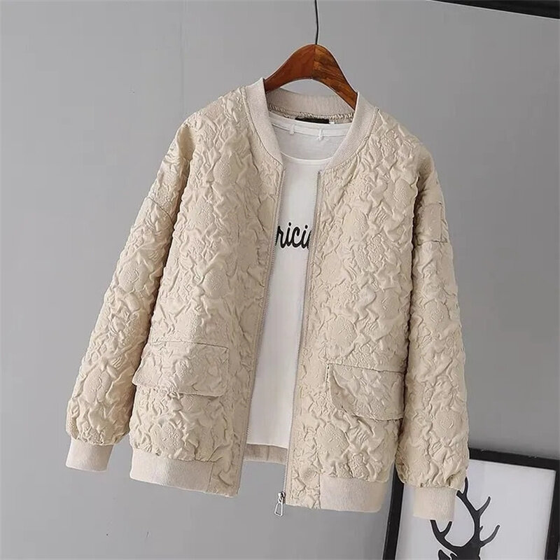 여성용 단색 짧은 야구 재킷, 2023 한국 봄 캐주얼 화이트 재킷, 여성 카디건 지퍼 재킷, 신상 패션