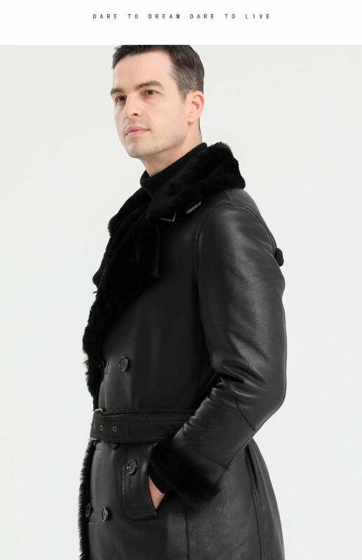 Original Schafspelz Mantel Herren super lange Lederjacke Männer Natur fell Wind jacke Jacken männliche Winterkleid ung neu im Mantel