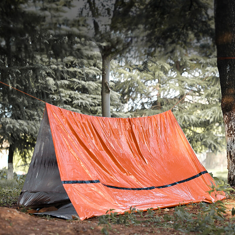 Mylar-Sac de couchage de tente tubulaire étanche, couverture thermique SOS extérieure, abri d'urgence réutilisable pour 2 hypothèques, kit de tente de survie pour bivouac