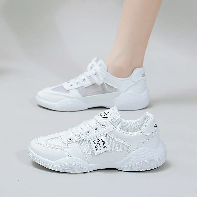 Comemore White Ladies Shoes Sale Korean Female 2024 Summer New Thick Bottom Breathable Casual Shoe Sports Mesh Sneakers Cheap