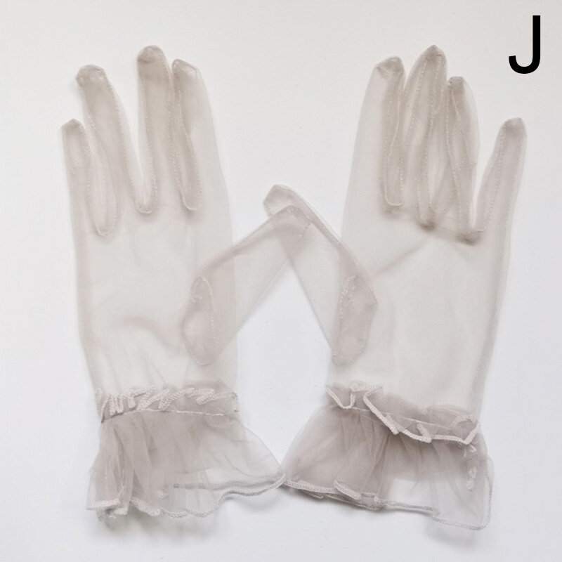Summer Transparent Lace Gloves Wedding Gloves for Women Fashion Ladies Short Gloves Sun Protection Mesh Female Elegant Gloves