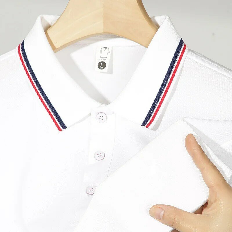 Męska koszulka polo z krótkim rękawem, biznesowa koszula casualowa z nadrukiem, wysokiej jakości, modna marka, lato, 2024