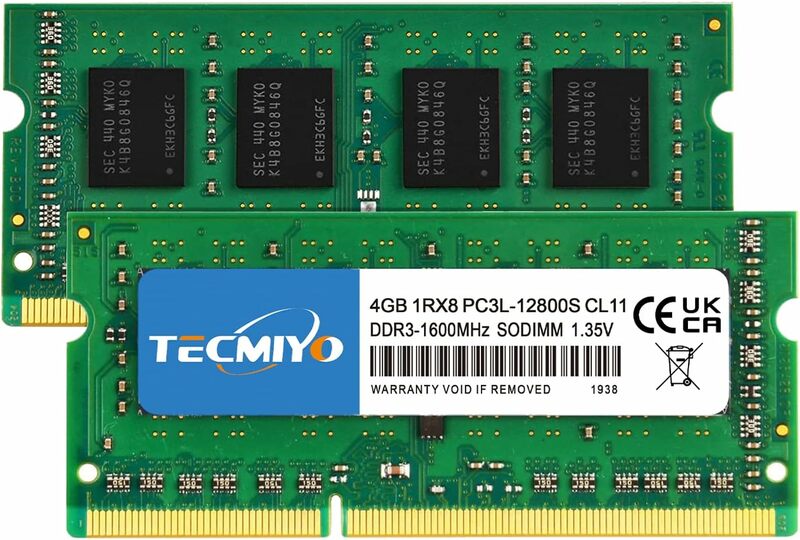 Tecmiyo-ラップトップメモリ,非eccグリーン,1.35v,PC3L-12800S rx8,ddr3,4gb,ddr3l,1600mhz,1600mhz