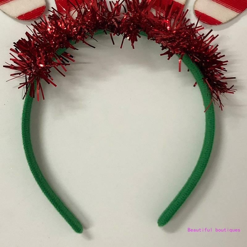 Christmas Candy Cane แถบคาดศีรษะ Glitter Tinsel Hairband วันหยุด Photo Prop DropShip