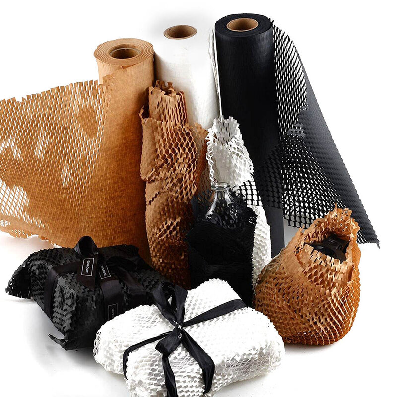 Bolsa protectora con amortiguación de panal, Rollo Biodegradable de 10m, color marrón, negro, blanco y rojo, ideal para regalo, evita daños mutuamente