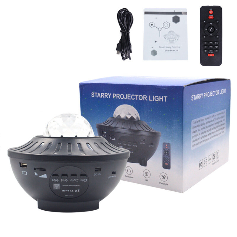 Starry Sky Projector Nightlight para Criança, Bluetooth, USB, Leitor de música, Star Night Light, Lâmpada de projeção romântica