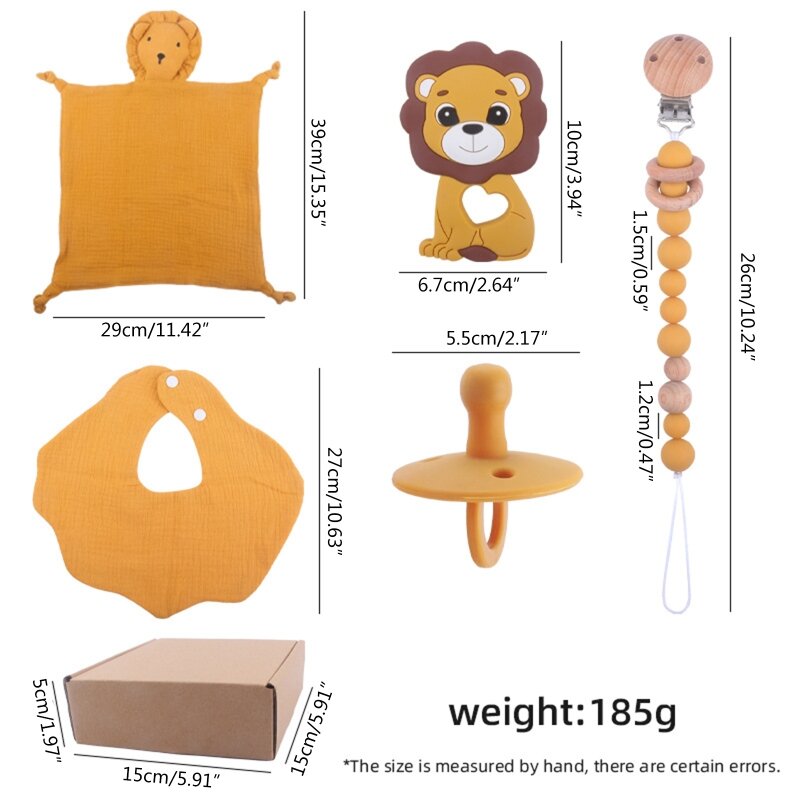 Conjunto de box e corrente para bebês recém-nascidos, com tema de desenho animado, leão, toalha, bi, kit para crianças, meninos e meninas, presente para chá de bebê