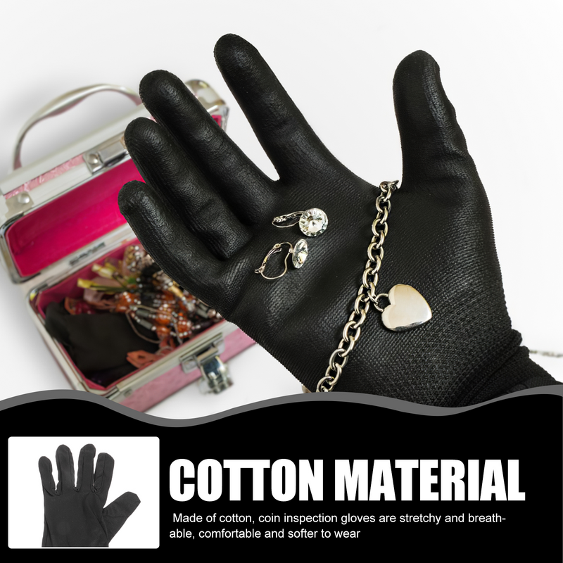 Sieraden Handschoenen Muntbehandeling Serveren Katoen Voor Werk Zwarte Vrouwen Inspectie