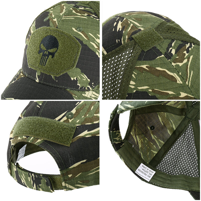ฤดูร้อนเบสบอลหมวก Multicam Sun Protection Women กีฬากอล์ฟ Hip Hop Airsoft ยุทธวิธีผู้ชายพ่อ Skull Camouflage ปรับหมวก
