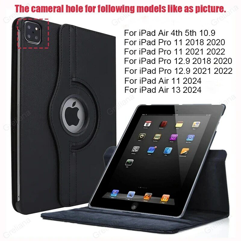 Чехол для планшета универсальный ipad air 1 air 2 9.7 PRO 11 10.5 розовый / чехол-книжка на планшет ipad 10.2 дюймовС функцией подставки и поворотом на 360 градусов