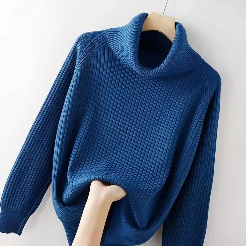 Кашемировый пуловер, свитер с высоким воротником, Женская осенне-зимняя одежда 2023, женский джемпер, женский зимний Базовый теплый вязаный свитер
